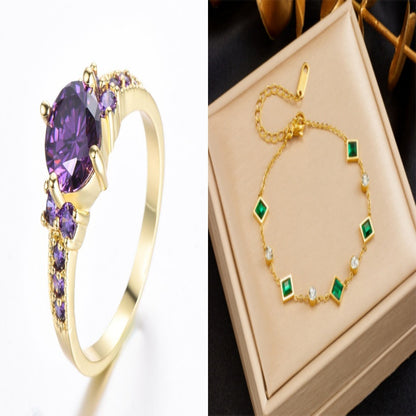 Rhinestone Zircon Four Claw Round Ring