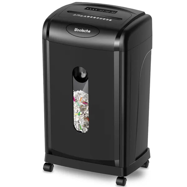 Woolsche Paper Shredder, 18-Sheet Cross Cut With 7.93Gallon Pull Out Bin, P-4 Security Level, Shred Paper And Credit Card And CD, Durable&Fast With Auto Jam Proof System Shredder For Office