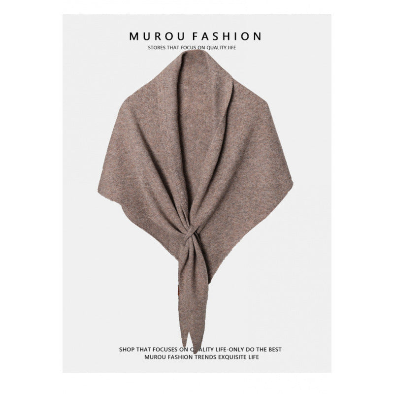 Women's Solid-Color Wool Triangle Neck Scarf For Autumn And Winter