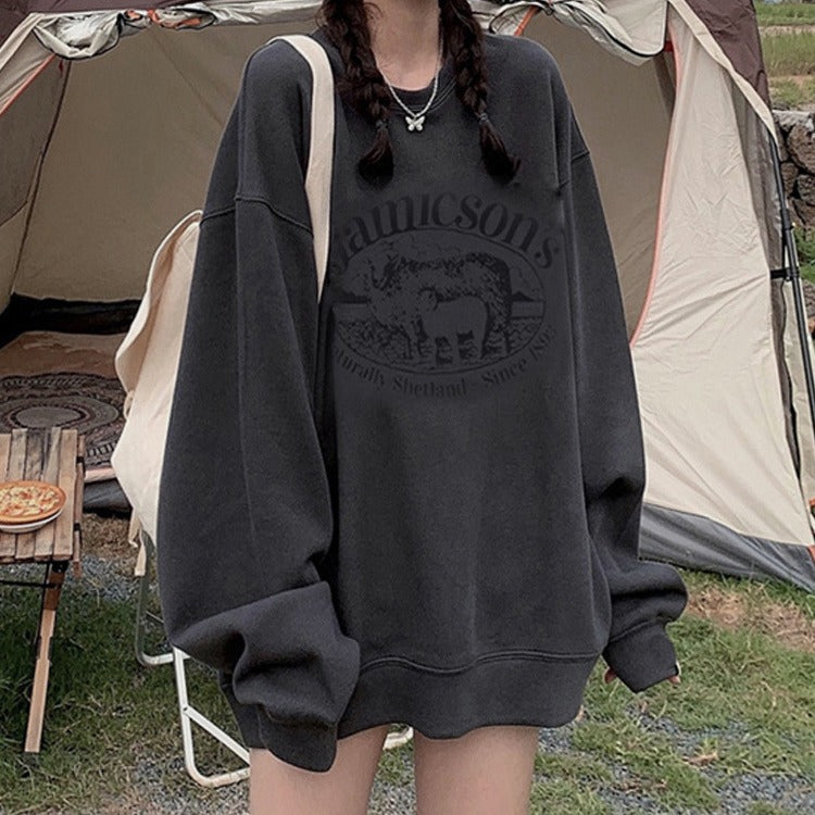 Women's Relaxed-fit Casual Hoodie With A Crew Neck