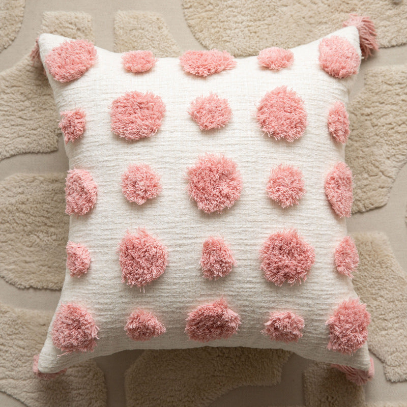 Living Room Sofa Modern Polka Dot Tassel Pillow Cover