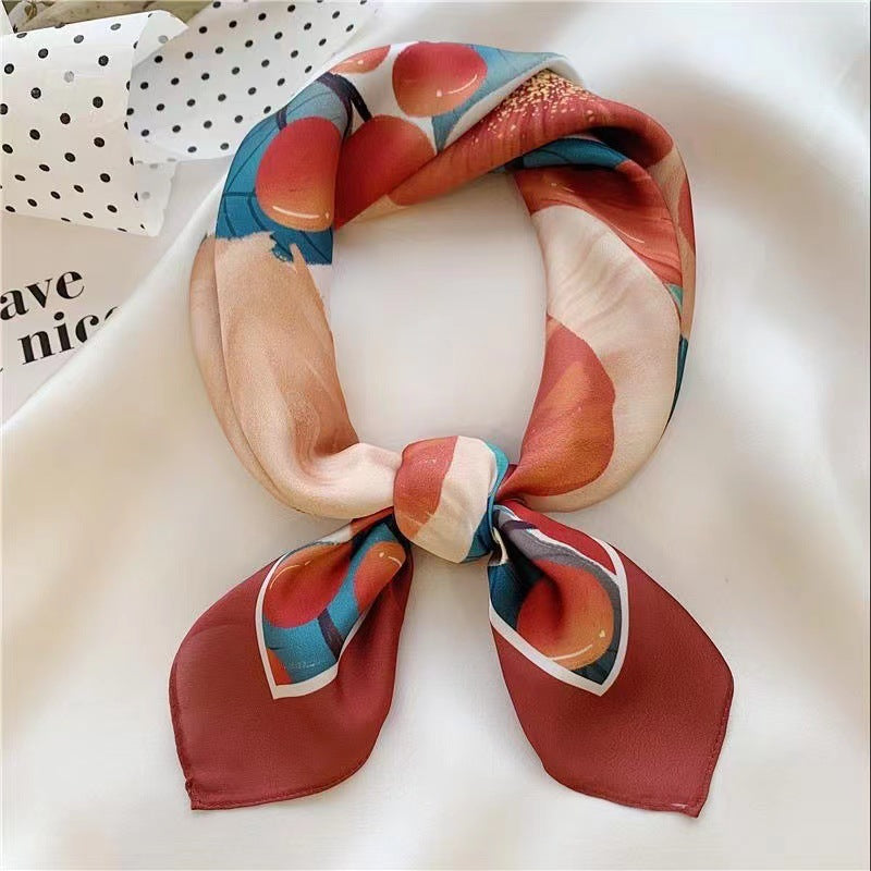 Womens Lightweight Spring Summer Silk Scarf Sun-protective Neck Gaiter And Hair Tie