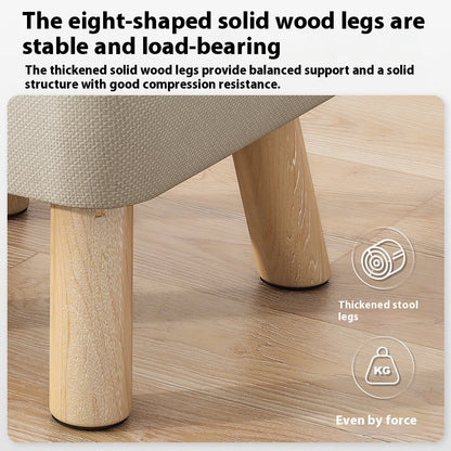 Solid Wood Stool Short Household Minimalist Fabric