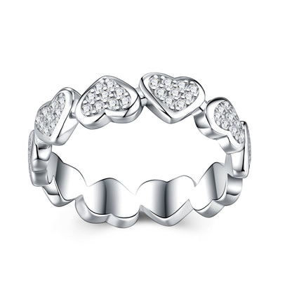 The Love String - A Luxurious And Fashionable Light Luxury Trend Jewelry Silver Ring Set With Top-quality Moissanite. It Is Made Of S925 Silver Electroplated With Platinum.