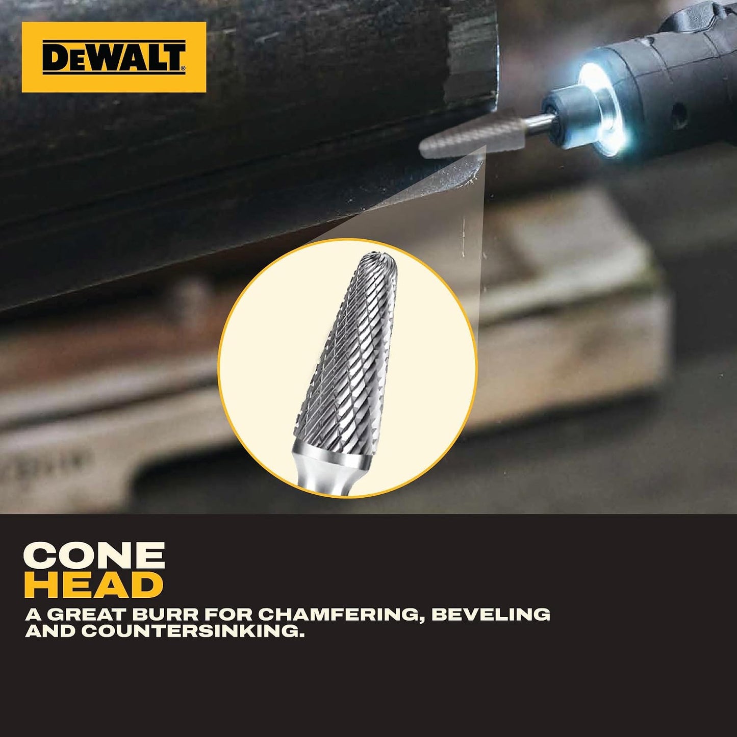 5 Pack DEWALT Tungsten Carbide Burrs Size 3 with 1/4" Shank for Tough Metalworking (DXCBTJ3-5)
