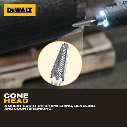 5 Pack DEWALT Tungsten Carbide Burrs Size 3 with 1/4" Shank for Tough Metalworking (DXCBTJ3-5)