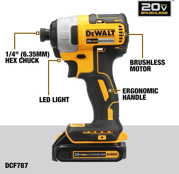 DEWALT 20V MAX Cordless Drill and Impact Driver, Power Drill Brushless 2-Tool Power Tool Combo Kit, Includes 2 Batteries, Charger and Bag (DCK277D2)