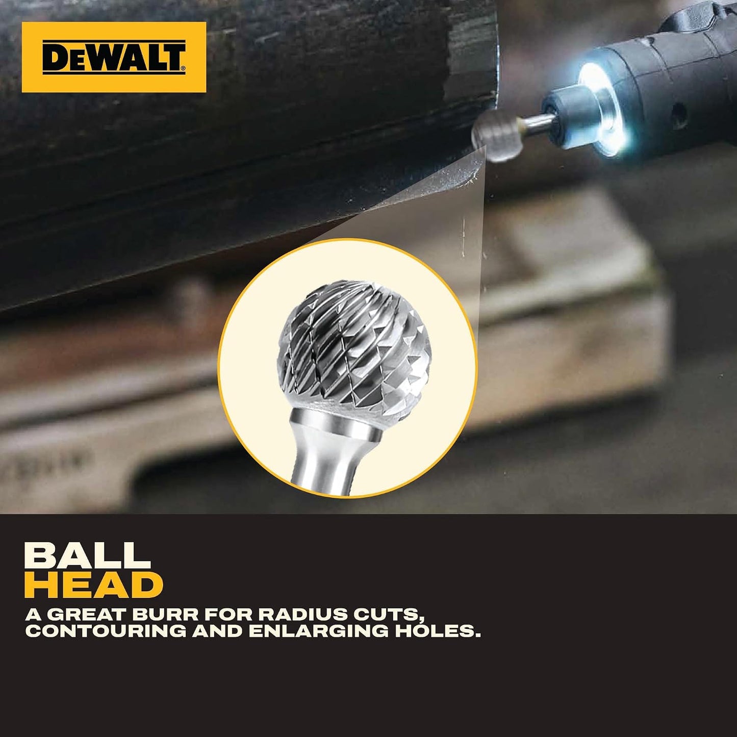 5 Pack DEWALT Tungsten Carbide Burrs Size 3 with 1/4" Shank for Tough Metalworking (DXCBTJ3-5)
