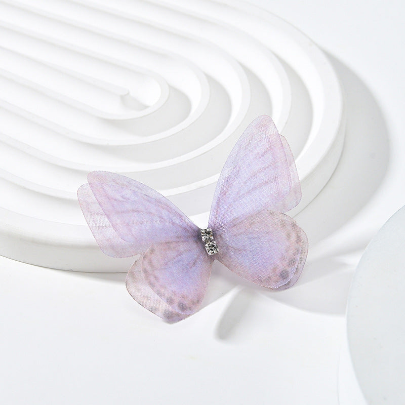 DIY Handmade Double-layer Mesh Laminate Double Diamond Mesh Floral Print Butterfly Jewelry Headdress