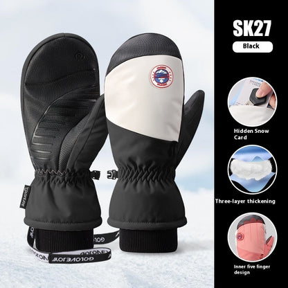 Snowboard Gloves For Women Wind-proof And Cold Protection Touch Screen Fleece-lined Thickened