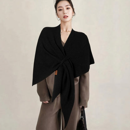 Women's Solid-Color Wool Triangle Neck Scarf For Autumn And Winter