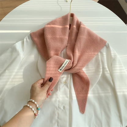 Womens Solid-Color Wool Knit Triangle Scarf Shawl For FallWinter