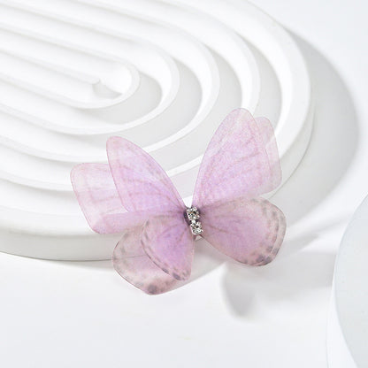 DIY Handmade Double-layer Mesh Laminate Double Diamond Mesh Floral Print Butterfly Jewelry Headdress