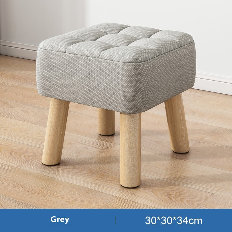 Solid Wood Stool Short Household Minimalist Fabric