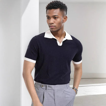 Men's Korean-style Lapel Short-sleeve Top