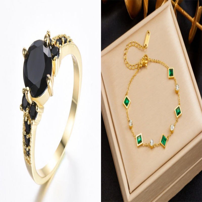 Rhinestone Zircon Four Claw Round Ring