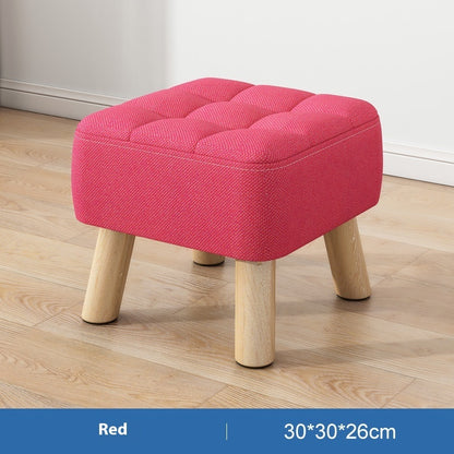 Solid Wood Stool Short Household Minimalist Fabric