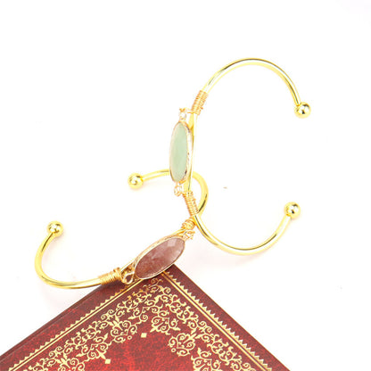Crystal Stone Moonstone Gold-Edged Bracelet