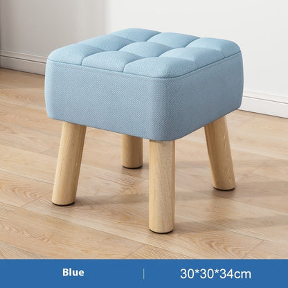 Solid Wood Stool Short Household Minimalist Fabric