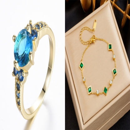 Rhinestone Zircon Four Claw Round Ring