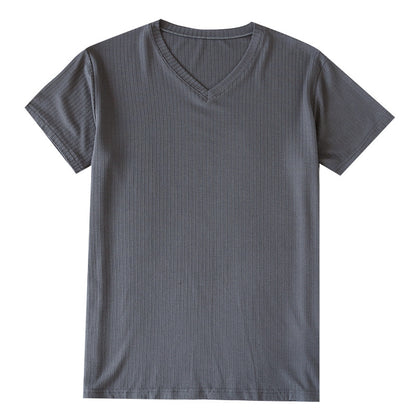 Men's Summer Jacquard Modal Outerwear T-shirt Pajamas Solid Color Sweat-absorbent Cool Breathable Fabric