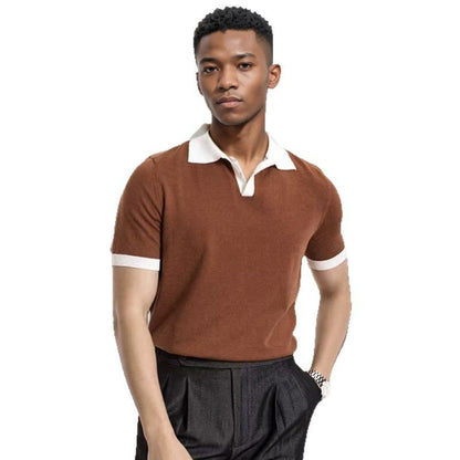 Men's Korean-style Lapel Short-sleeve Top