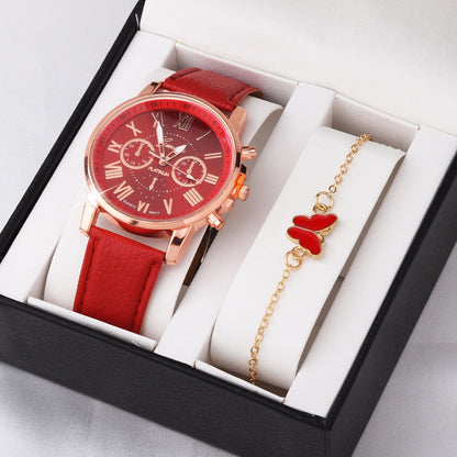 Cute Butterfly All-match Watch Color Wheel Double-layer Ladies