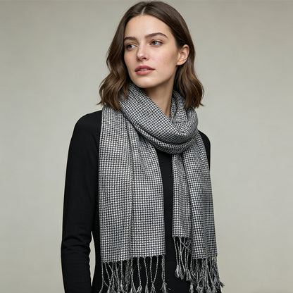 2pcs Modern Edge With Classic Colors Black White Graphic Jacquard Scarf ,Luxe Look For Evening Wear,Scarf,vacation,daily Life,evening Party,Office Appropriate Subtlety For Women Men