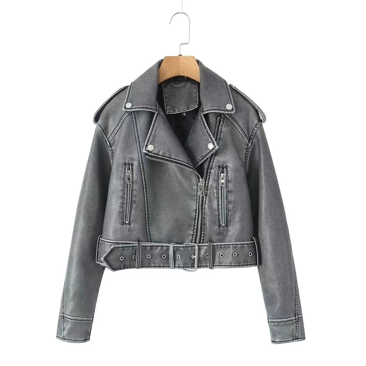 Bestselling Street-style Retro Turn-down Collar Loose Washed Jacket