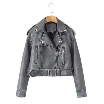 Bestselling Street-style Retro Turn-down Collar Loose Washed Jacket