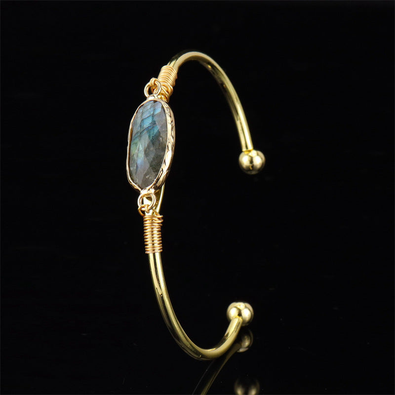 Crystal Stone Moonstone Gold-Edged Bracelet
