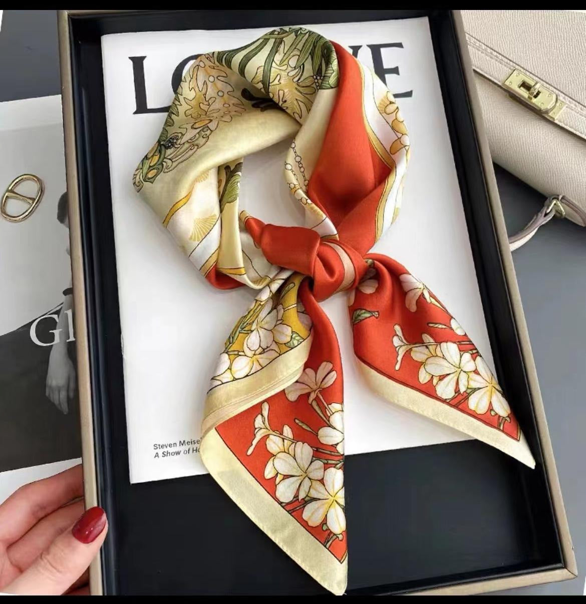 Womens Lightweight Spring Summer Silk Scarf Sun-protective Neck Gaiter And Hair Tie