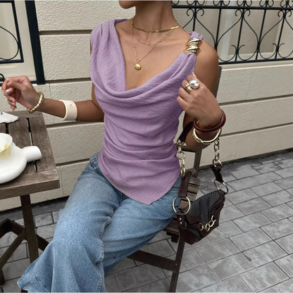 Women's Vest With Metal Decorations Sleeveless Shirt
