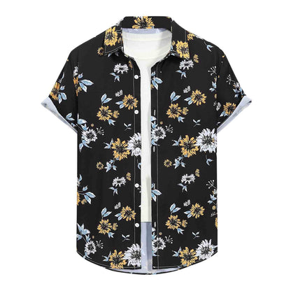 Men's Casual Fashionable Digital-Print Short-Sleeve Shirt