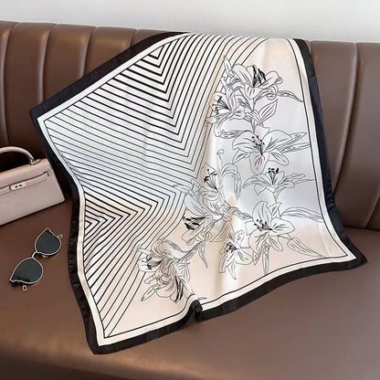 Womens Lightweight Spring Summer Silk Scarf Sun-protective Neck Gaiter And Hair Tie