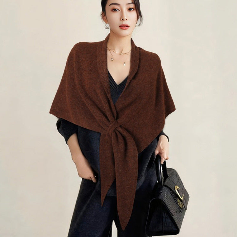 Women's Solid-Color Wool Triangle Neck Scarf For Autumn And Winter