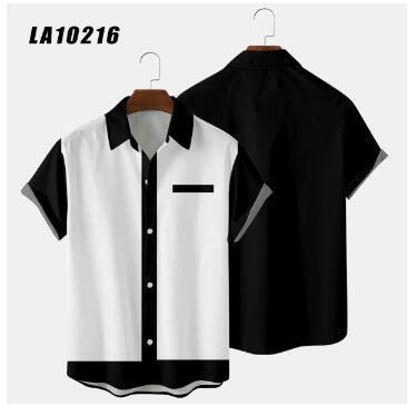 Men's Casual Fashionable Digital-Print Short-Sleeve Shirt