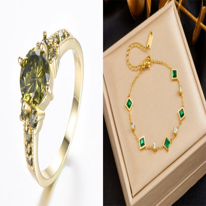 Rhinestone Zircon Four Claw Round Ring