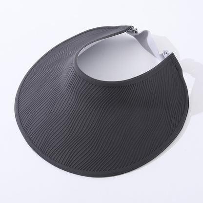 Simple Open-top Wave-pattern Indentation Adjustable Wide-brim Sun Hat For Summer Outdoor Activities, Breathable Open-top Hat