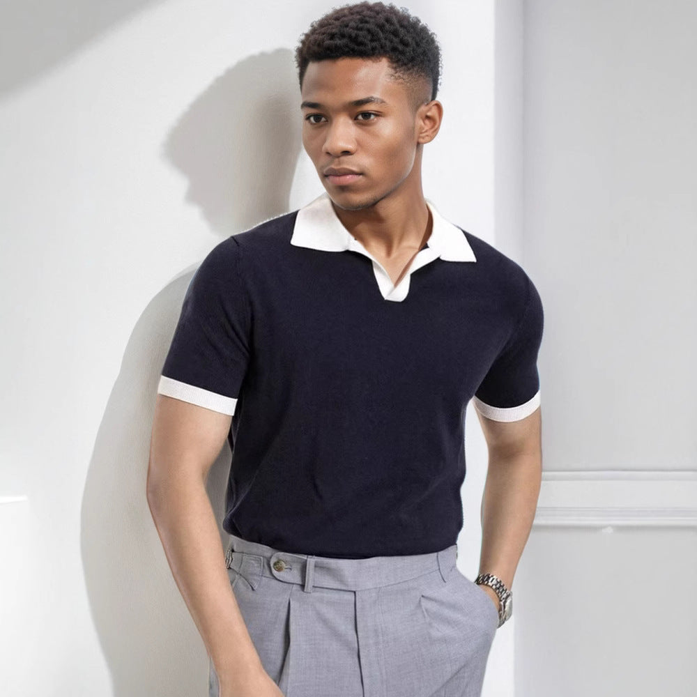 Men's Korean-style Lapel Short-sleeve Top