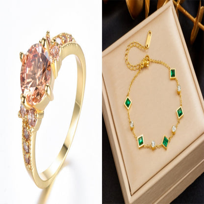 Rhinestone Zircon Four Claw Round Ring