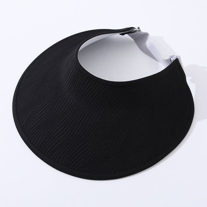 Simple Open-top Wave-pattern Indentation Adjustable Wide-brim Sun Hat For Summer Outdoor Activities, Breathable Open-top Hat