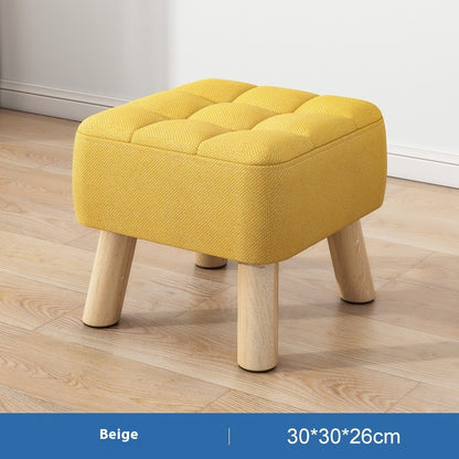 Solid Wood Stool Short Household Minimalist Fabric