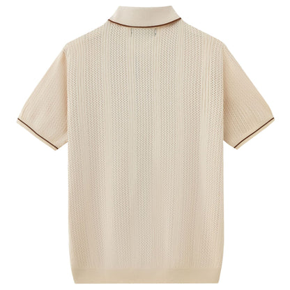 Men's Short-Sleeve Knit Top Cardigan Polo Shirt