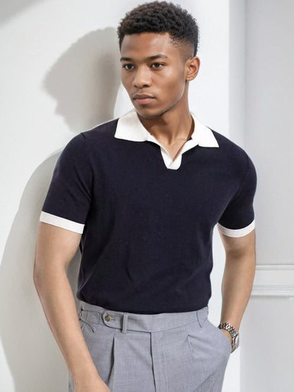 Men's Korean-style Lapel Short-sleeve Top