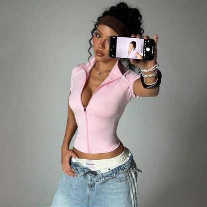 Women's Short Contrast-color Yoga And Fitness Jacket