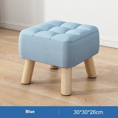 Solid Wood Stool Short Household Minimalist Fabric