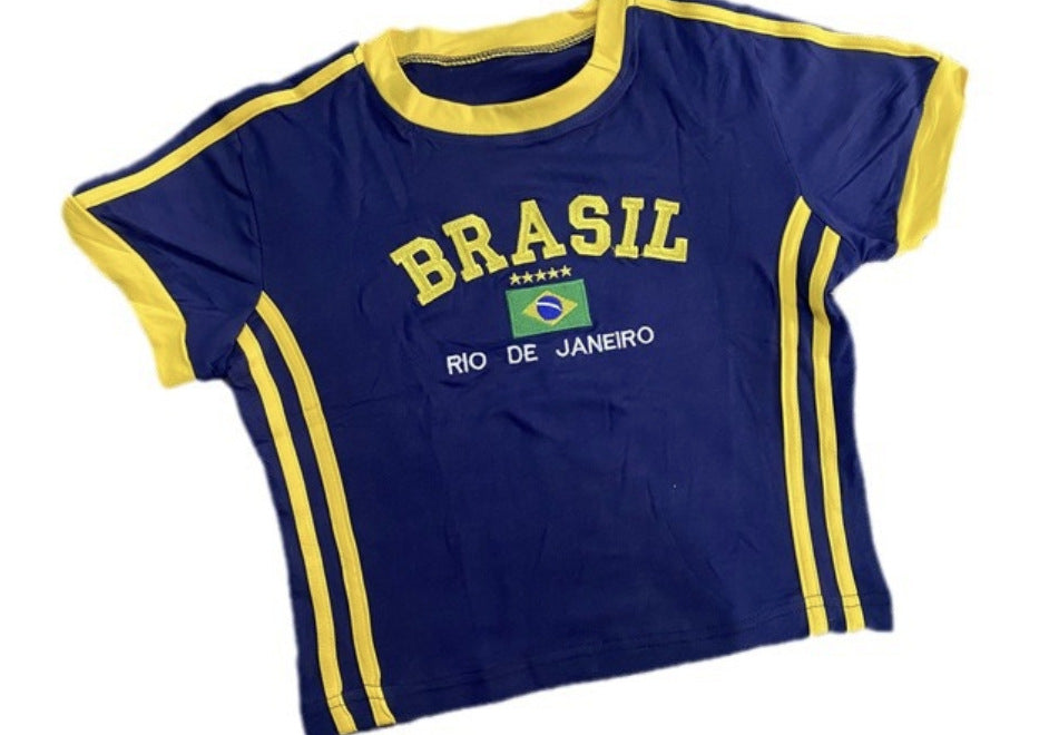 Women's American-style Vintage Short T-shirt And Shorts