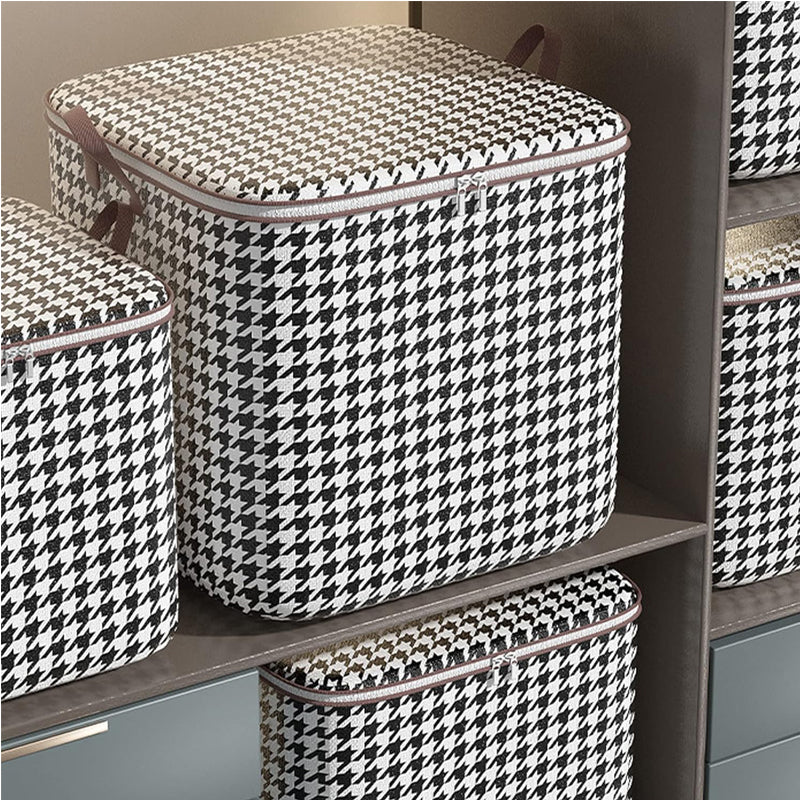 3pcs Mixed Set,100L 140L 180L,Stylish Foldable Zippered Storage Bags, Travel Organizer,Large Capacity, Portable, Moisture-Proof Non-Woven Fabric Solution, Houndstooth Print