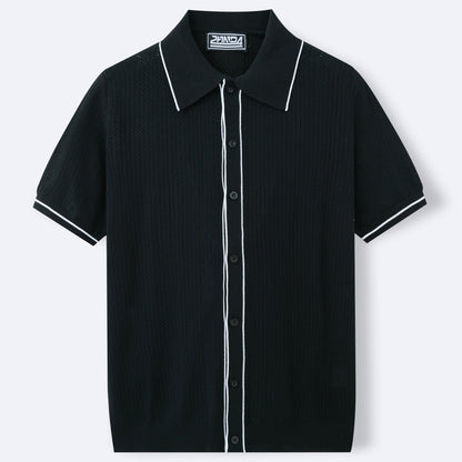 Men's Short-Sleeve Knit Top Cardigan Polo Shirt